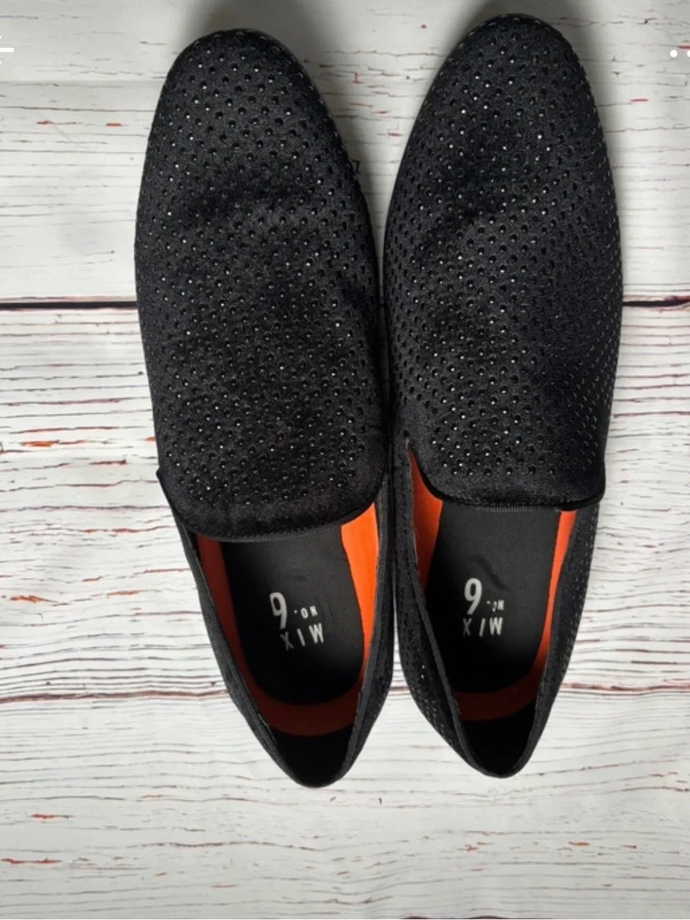 Mix No. 6 Black Crystal-Studded Slip-On Loafers